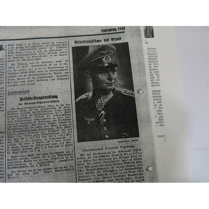 3 Photos dédicacées  Ritterkreuz 1942 soldat Vogelsang   ref  120 