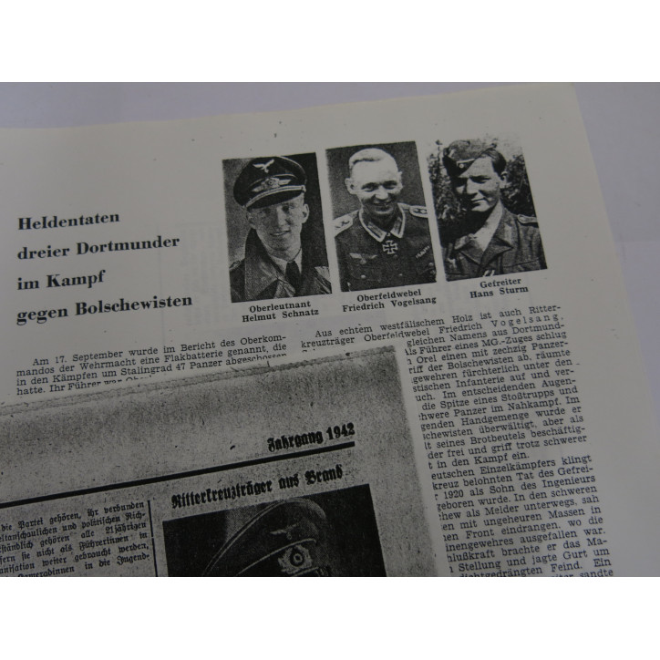 3 Photos dédicacées  Ritterkreuz 1942 soldat Vogelsang   ref  120 