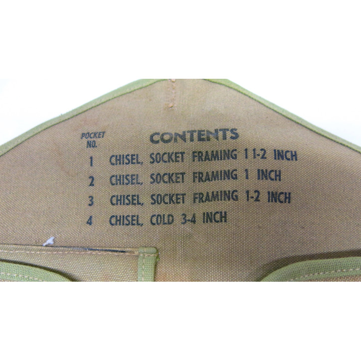 Trousse tissu pour  outillage US army datée 1942 ref 412 
