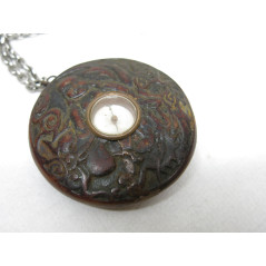 Boussole astrologique d'Asie du 19eme siècle pierre Blanche