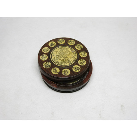 Boussole astrologique bois et os asiatique ref 632