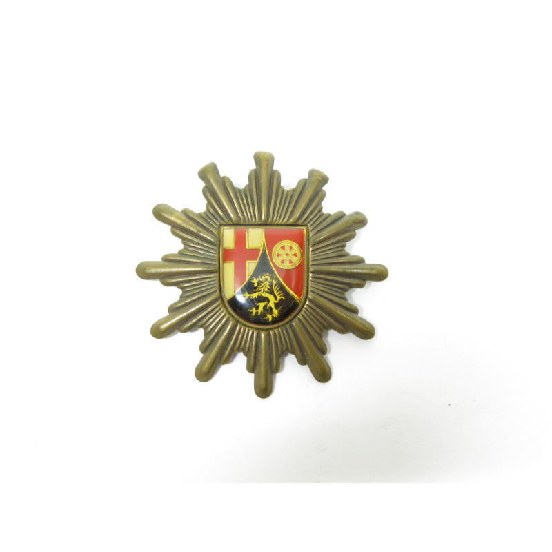 INSIGNE DE CASQUETTE ORIGINAL DE LA POLICE ALLEMANDE DE RHÉNANIE-PALATINAT ref 48