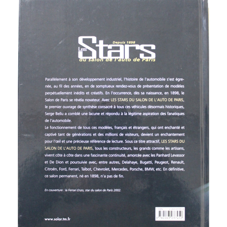 Livre Les stars du salon de l'auto de Paris depuis 1898 de Serge Bellu