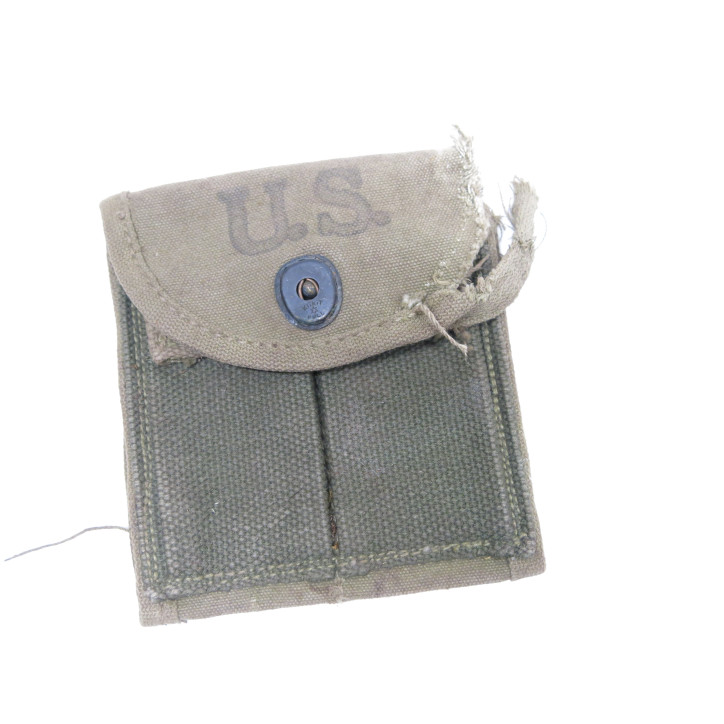 Porte chargeur toile original carabine USM1 usagé Normandie 1944 Kadin  ref 159