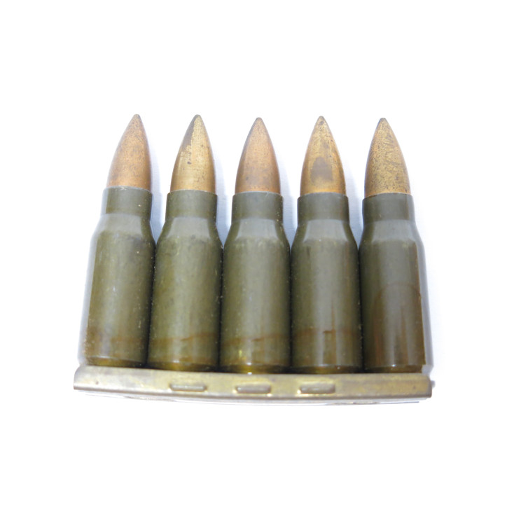 Lame avec 5 cartouches 7.92 x 33 Kurz 1944 pour STG 43 ou 44 categorie C 