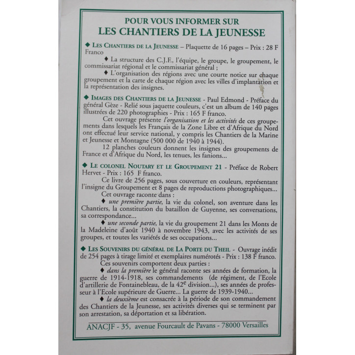 Histoire des Chantiers de la jeunesse: Racontée par des témoins