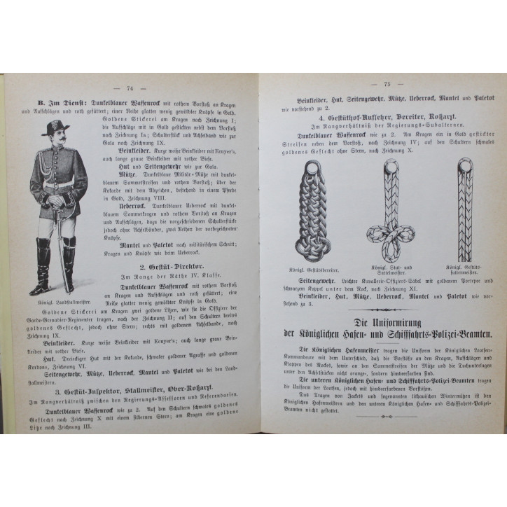 Les uniformes des fonctionnaires des postes et des chemins de fer et de la Police prussienne etc. vers 1900