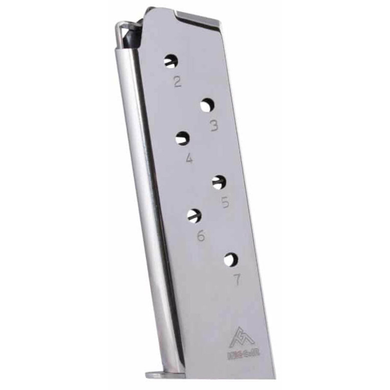 Chargeur Colt 45 1911 MecGar 7 coups nickelé