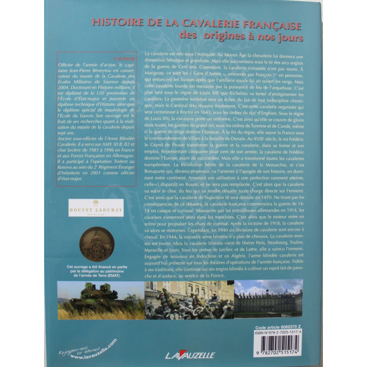 Livre Histoire de la cavalerie des origines à nos jours de J.-P. Béneytou