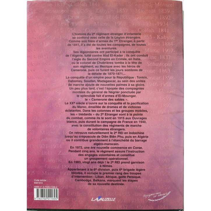 Livre 2e Régiment Etranger : 1903 - centenaire d'El-Moungar - 2003