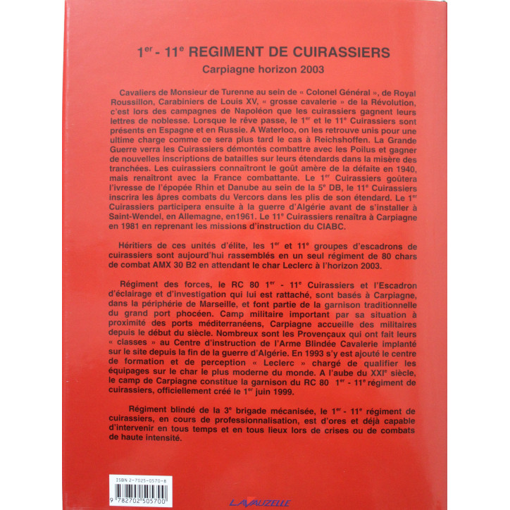 Livre 1er-11e Régiment de Cuirassiers - L'aventure moderne des blindés