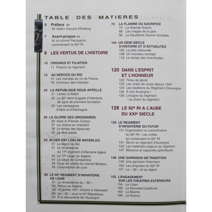 Livre Régiment d'Auvergne de Pierre Dufour