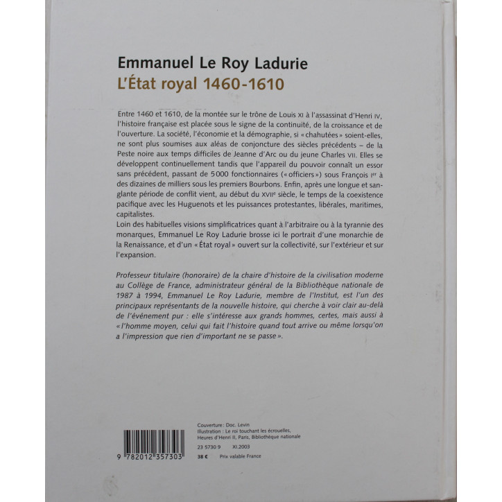 Livre L'État royal 1460-1610 de E. Le Roy Ladurie Livre L'État royal 1460-1610 de E. Le Roy Ladurie