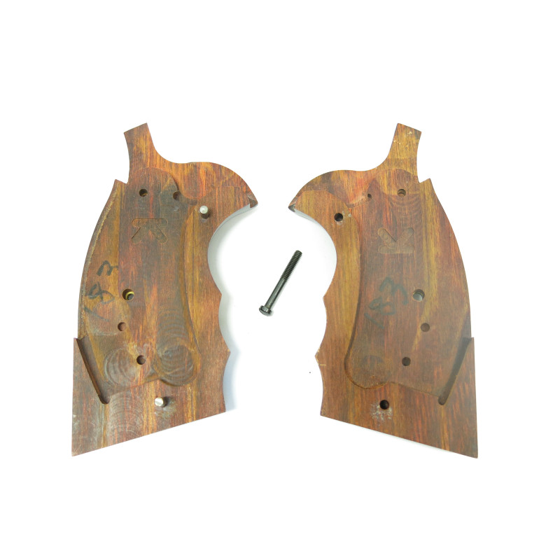 Belles paires de plaquettes bois  revolver Smith et Wesson  ref  500 