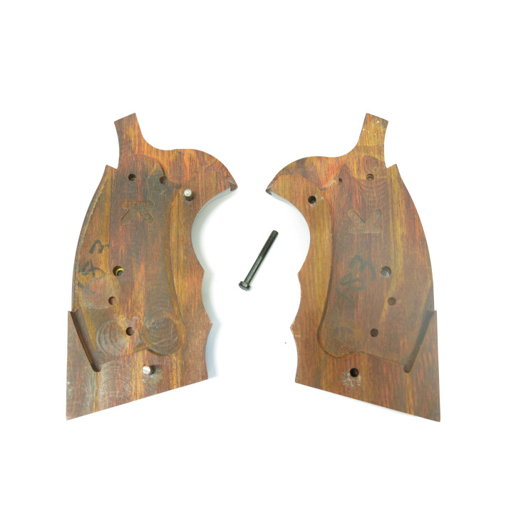 Belles paires de plaquettes bois  revolver Smith et Wesson  ref  500 