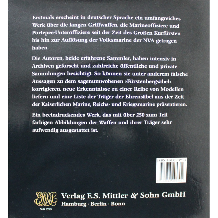 Livre Die Langen Offizier-Seitenwaffen der Deutschen Marinen