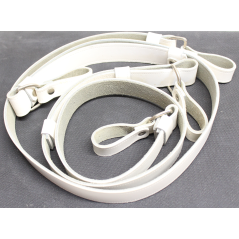 Ensemble ceinture et deux bretelles (baudrier) en cuir blanc militaire