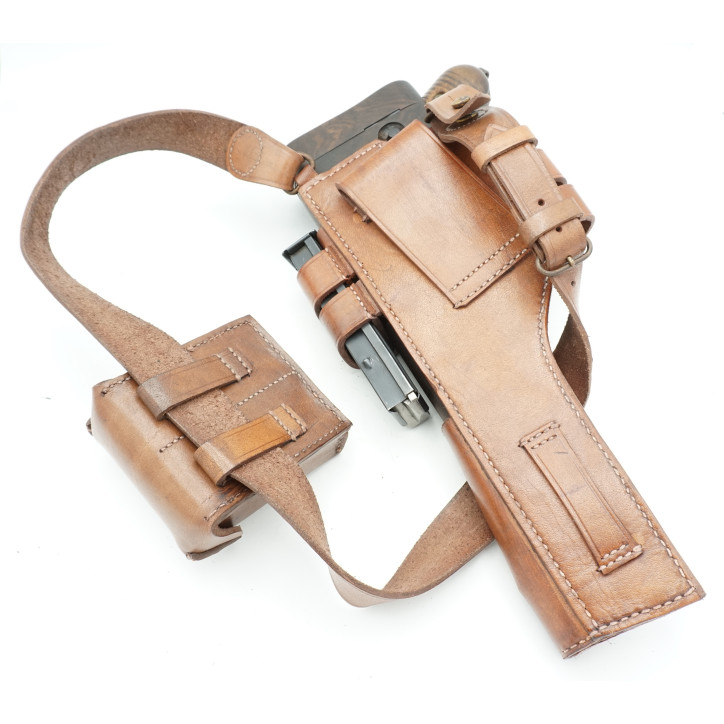 Etui-crosse Mauser Schnell 712 avec brelage M712 et Pochette en cuir