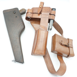 Etui-crosse Mauser Schnell 712 avec brelage M712 et Pochette en cuir