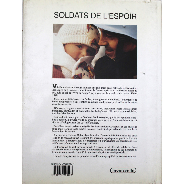 Livre Soldats de l'espoir : l'action Humanitaire des armées
