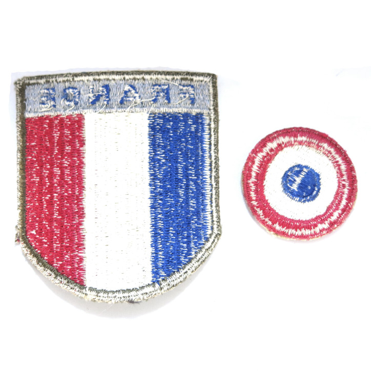 Insigne  tissu FRANCE original debarquement 1944 avec cocarde 