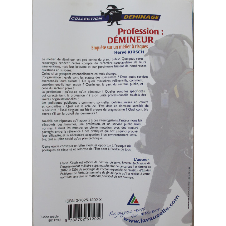 Livre Profession Démineur - Hervé Kirsch