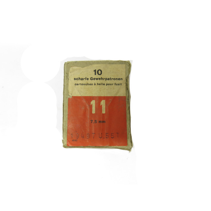 Boite de 10 cartouches  7.5 Suisse 1949 ref 99 categorie C 