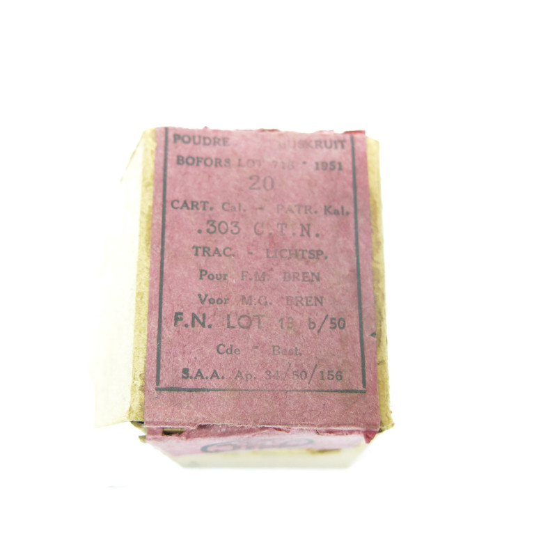 Boite de 20 cartouches 303 British tracante FN ref 123 categorie C Boite de 20 cartouches 303 British tracante FN ref 123 categorie C
