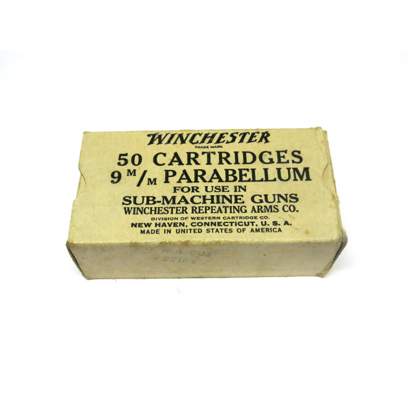 Rare boite de 50 cartouches 9 para Winchester 1943 categorie B