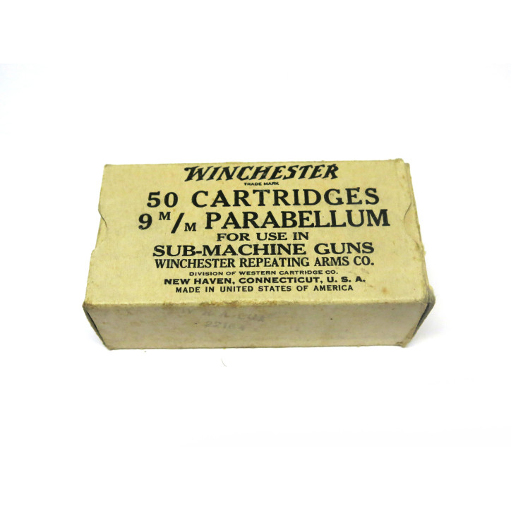 Rare boite de 50 cartouches 9 para Winchester 1943 categorie B