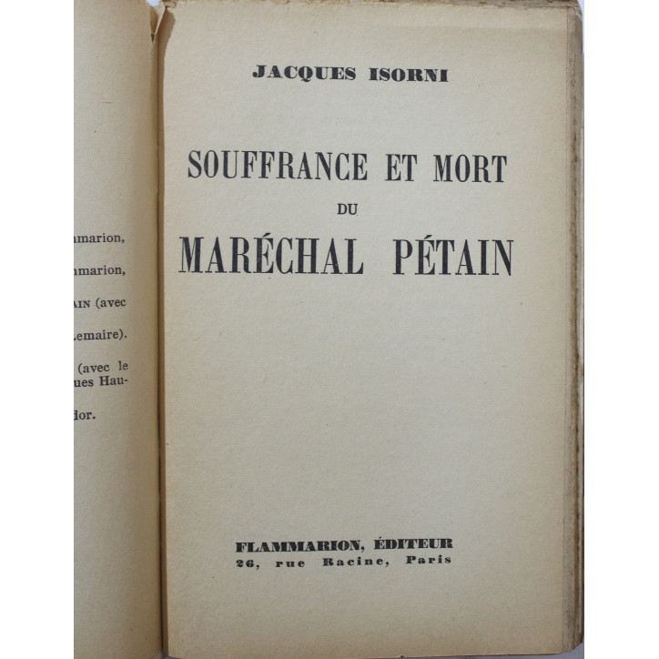 Livre Souffrance et mort du Maréchal Pétain