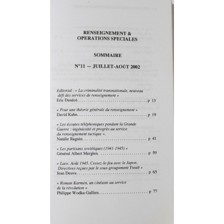 Livre Renseignement et opérations spéciales No 11 Juillet-Août 2002