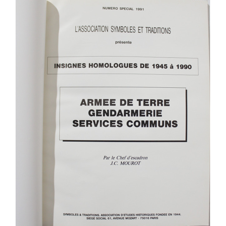 Livre Symboles et traditions - Armée de Terre, Gendarmerie, services communs de 1945 à 1990