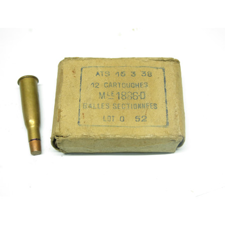 Rare boite pleine cartouches 8 Lebel balles sectionnées  ref 900