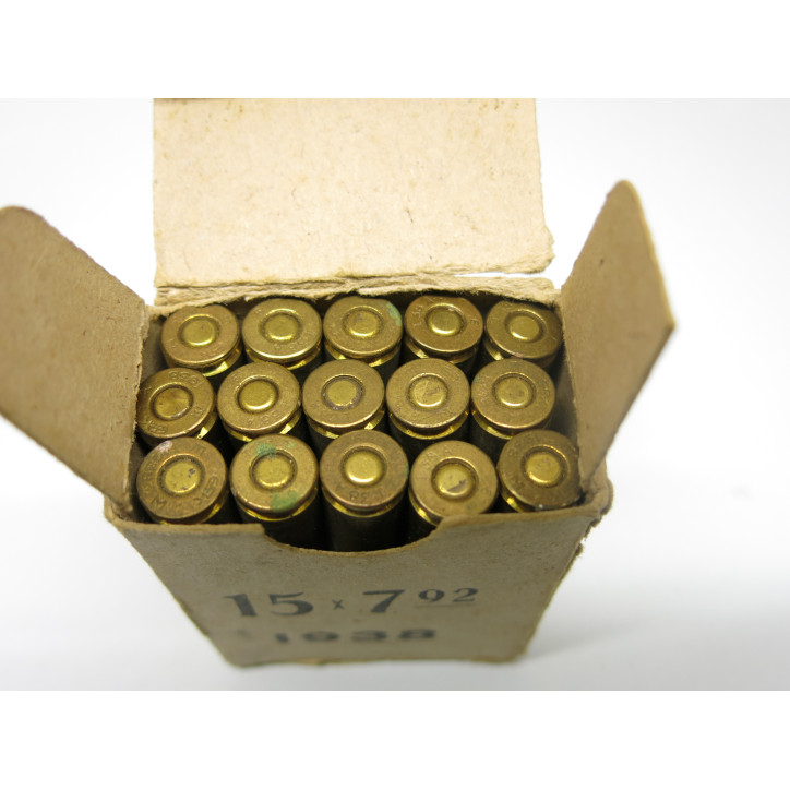 Boite pleine cartouches 8 Mauser Grec 1938 ref 412 catégorie C Boite pleine cartouches 8 Mauser Grec 1938 ref 412 catégorie C
