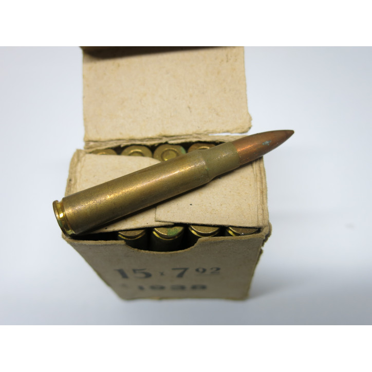 Boite pleine cartouches 8 Mauser Grec 1938 ref 412 catégorie C Boite pleine cartouches 8 Mauser Grec 1938 ref 412 catégorie C