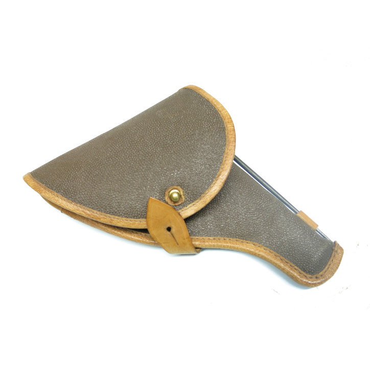 Superbe etui cuir revolver Nagant avec baguette et dragonne ref 55 