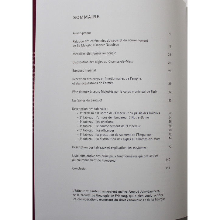Livre Le Sacre de S.M. L'Empereur Napoléon