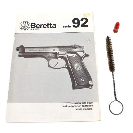 Livret pour Beretta série 92 avec baguette et douille d'entretien