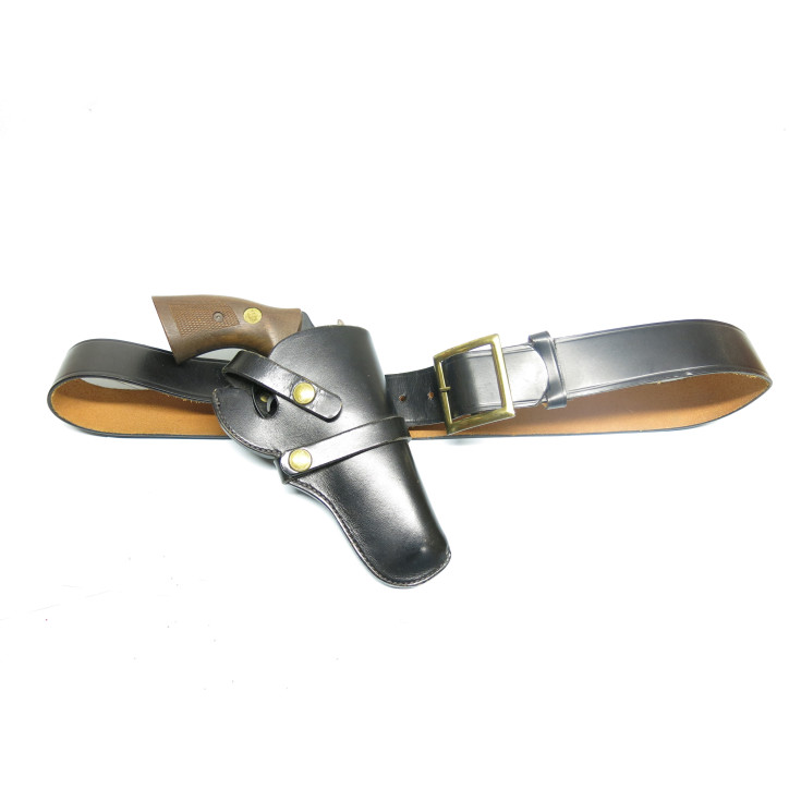 Etui cuir Hunter pour revolver 4 pouces avec ceinturon ref 23 