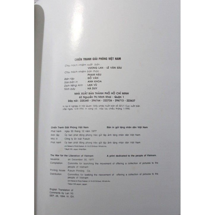 Rare Livre Chien Tranh Giai Phong Viet Nam - The War for the Liberation of Vietnam Rare Livre Chien Tranh Giai Phong Viet Nam - The War for the Liberation of Vietnam