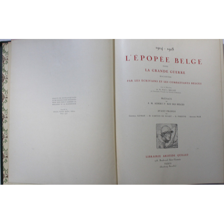 Livre L'épopée Belge dans la grande guerre 1914-1948