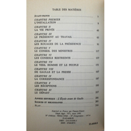 Livre La Vie quotidienne à l'Elysée au temps de Charles de Gaulle