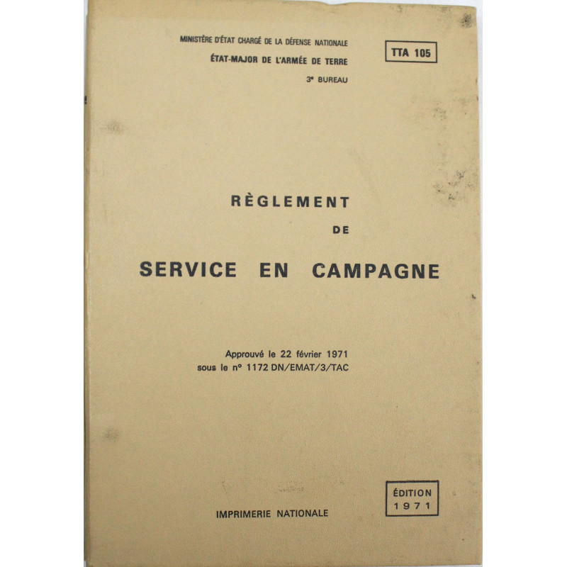 Livret Règlement de service en campagne - TTA 105 - 1971