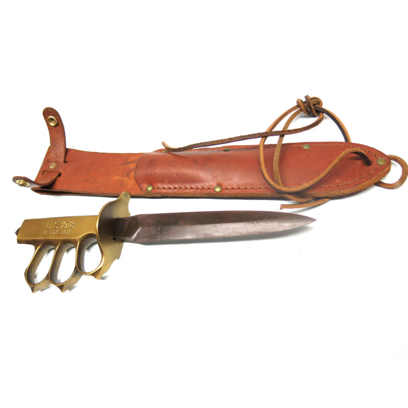 Superbe poignard US 1918 avec fourreau cuir  camillus ref 99   repro 
