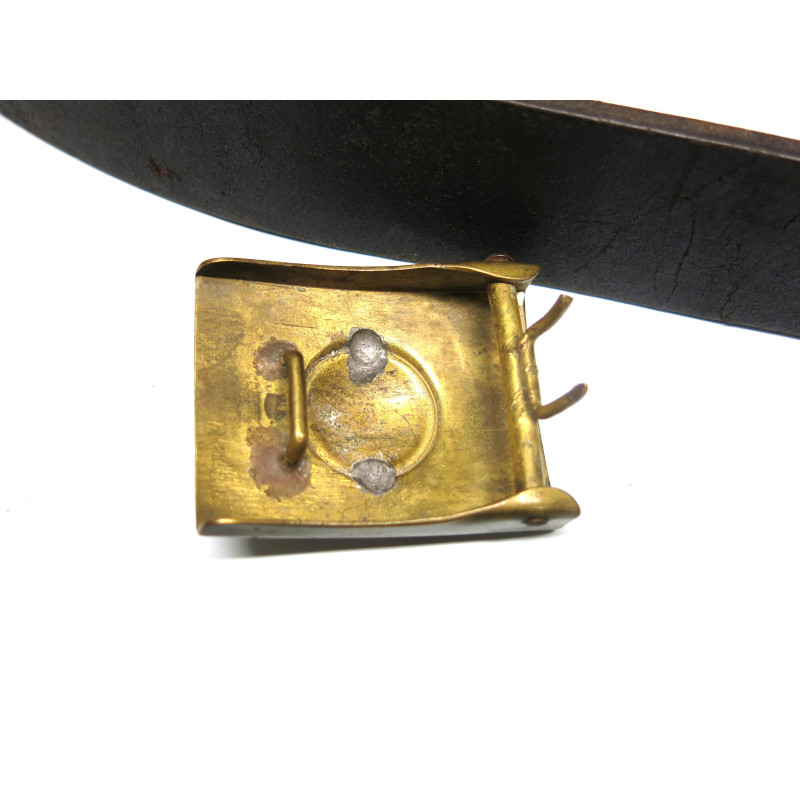 Boucle Prussienne originale avec ceinturon cuir Allemand daté 1915 ref 147