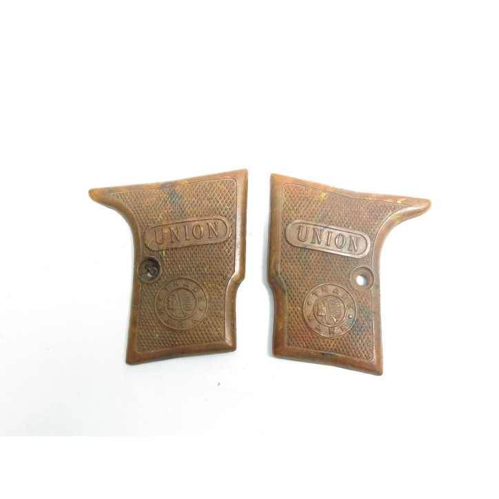 Plaquettes de crosse marron  pistolet UNION 6.35 ref 63