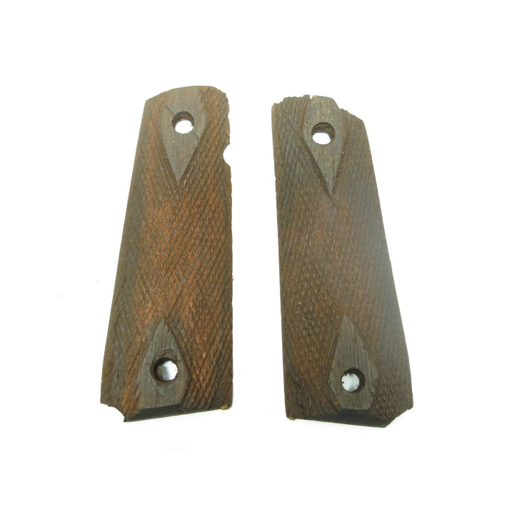 Rare plaquettes Colt 45 1911 en bois a losanges originales  ref   125 