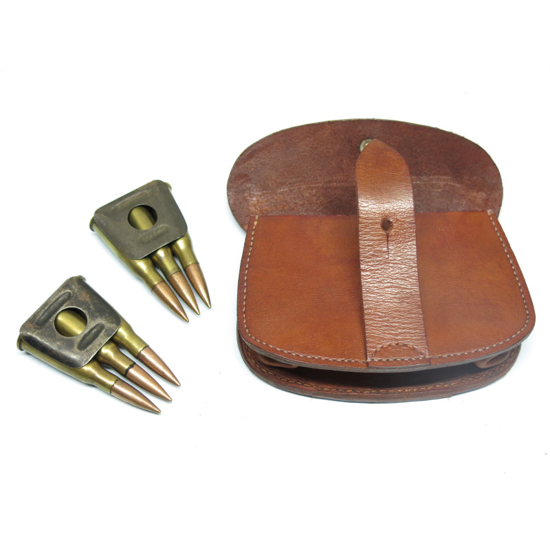 Porte clips de ceinturon en cuir marron pour Lebel -Berthier  ref bab 80