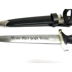 Dague 1940 Waff avec attache cuir poignée bois RZM